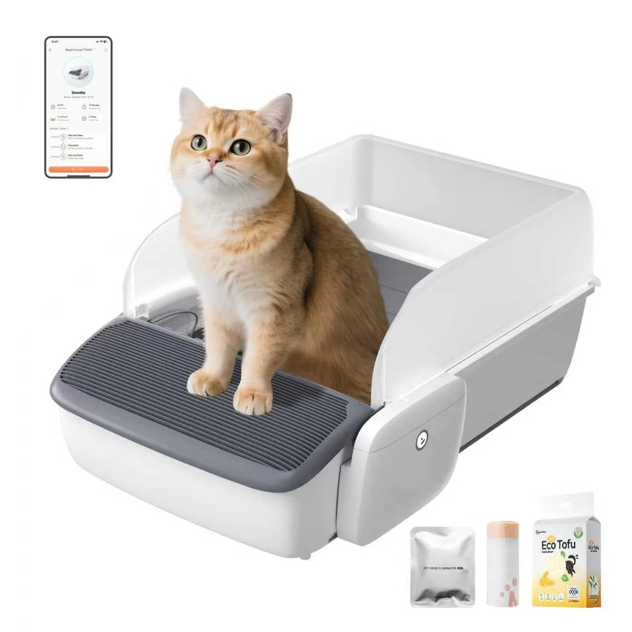 Unique Smart Self-Cleaning Cat Litter Box with App Control for Multiple Cats Authentic