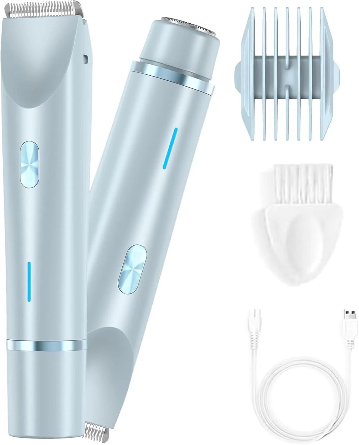 Refined Bikini Trimmer for Women 2025 Upgrade Dual Head Shaver Women Ceramic Blades 2-in-1 Women's Body Shaver Electric Razor 90min Cordless Runtime Waterproof Travel Grooming Kit Blue Proven