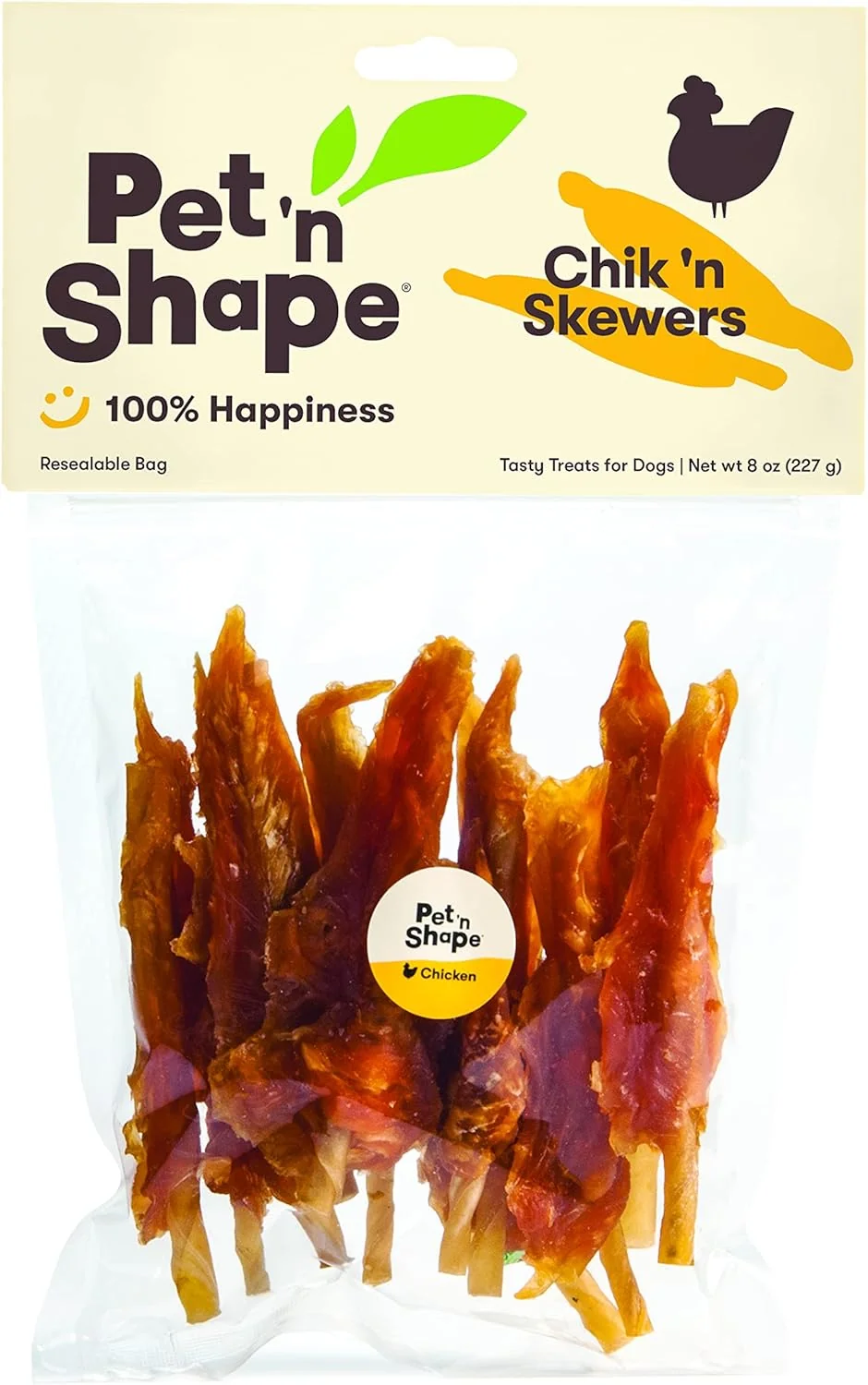 Pure Pet 'n Shape Chik 'n Skewers - Chicken Wrapped Rawhide - All Natural Dog Treats Chicken 8 Oz 10808 Premium Material