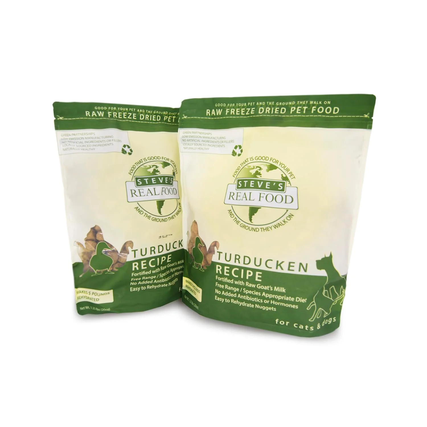 Minimalist Steve's Food ze-Dried Turducken Nuggets for Dogs Cats — 2-Pack USA Made Healthy
