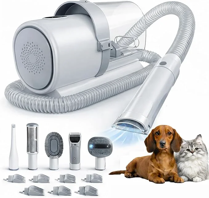 Fine Crafted Simple Deluxe 10000Pa Strong Pet Vacuum for Shedding Grooming Kit with Hair Clippers Shedding Brush Dogs Cats Hair Remover Vacuum with 2.5L Dust Cup 3 Levels 5 Grooming Tools，Low Noise GrayAbout ThisOverview Artisan