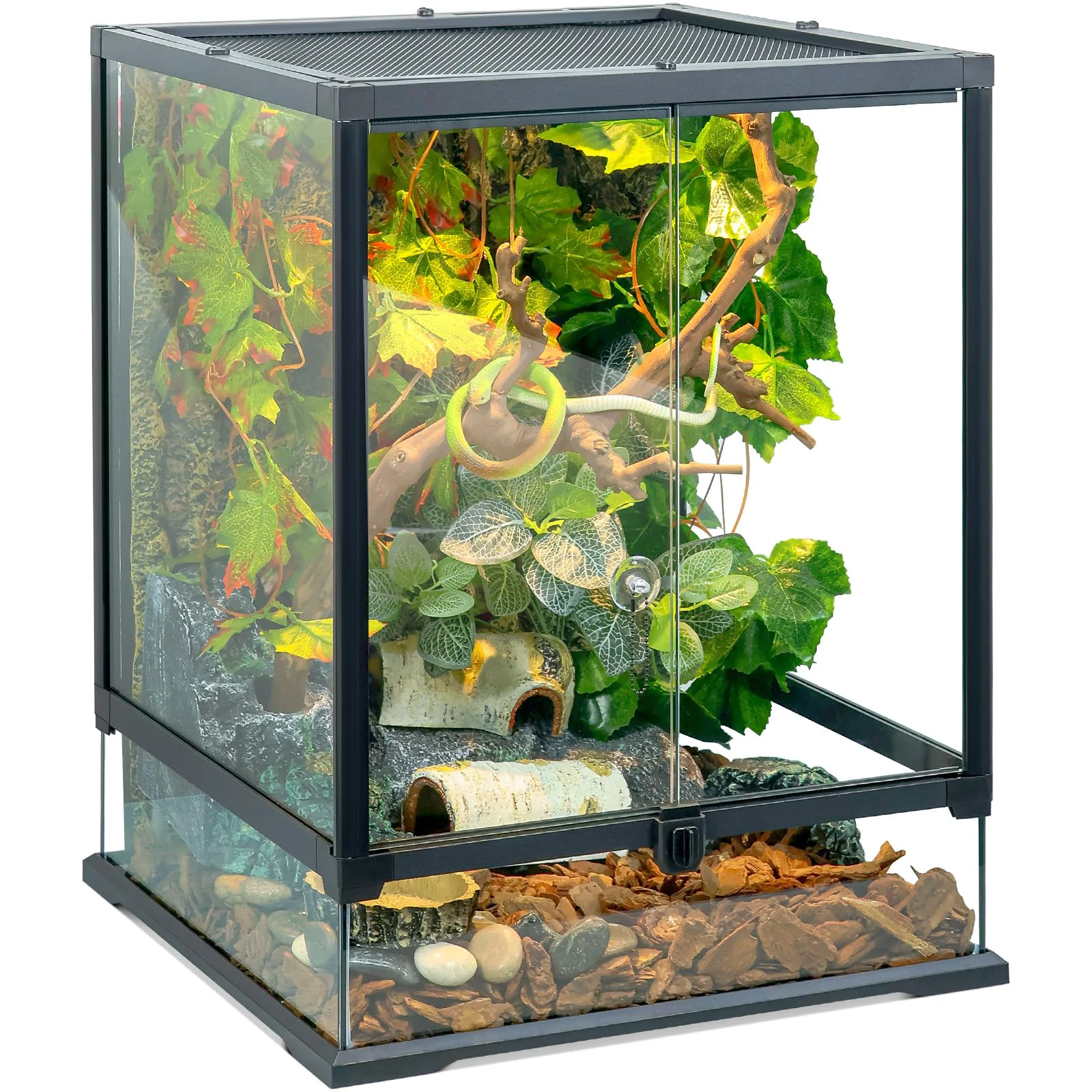 Verified BINANO 24x18x18'' Glass Reptile Tank – Front-Opening Terrarium Recyclable