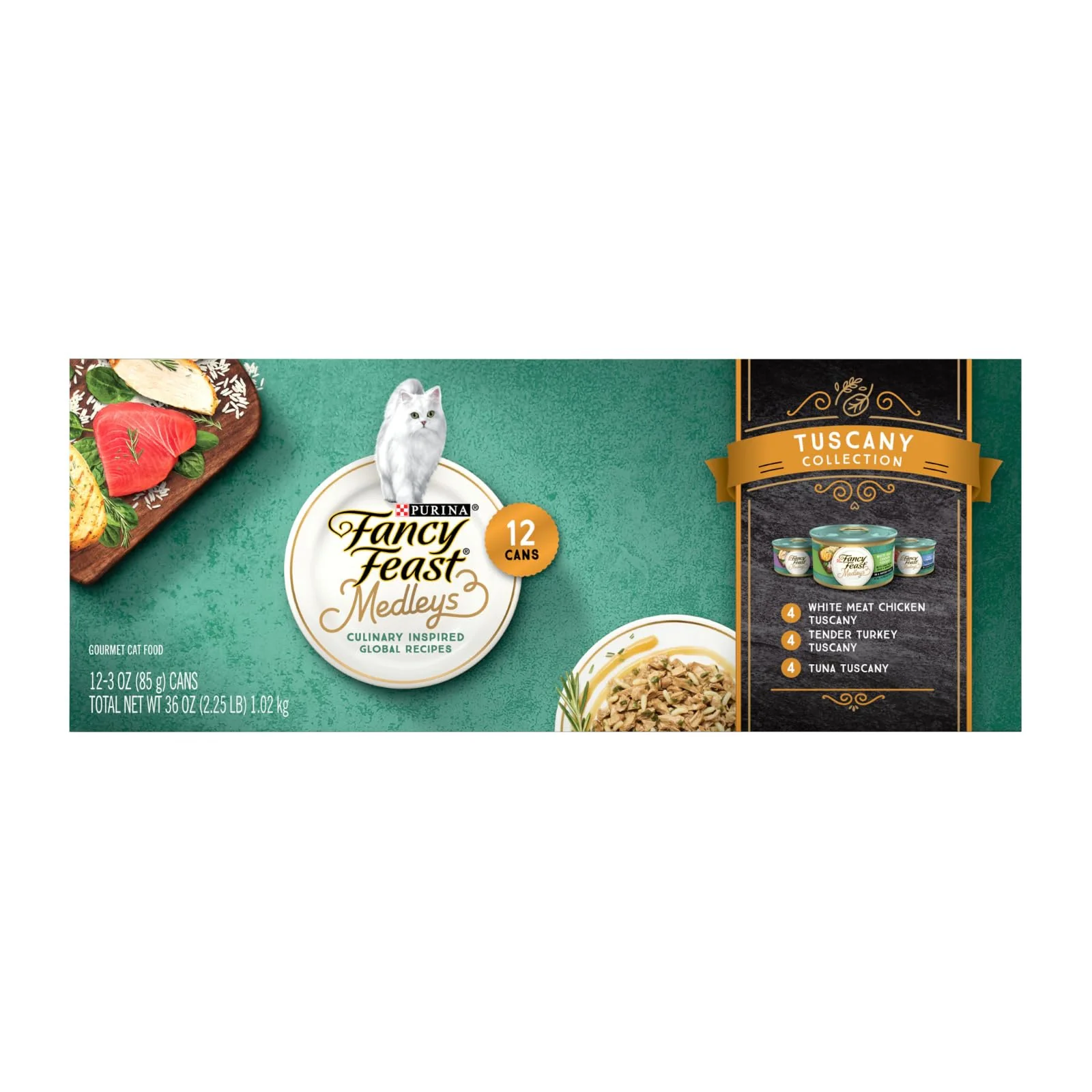 Selected Fancy Feast Elegant Medley Tuscany Collection Cat Food Case of 2 – Gourmet Wet Canned Cat Food Enhanced
