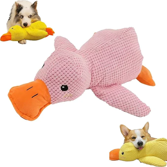 Durable Calming Duck Toy for Dogs The Dog Calming Duck Dogs' Emotional Support Ducks Yellow Stuffed Ducks Dog Chew Toys Interactive Toys for Chewers Pink About This Fine