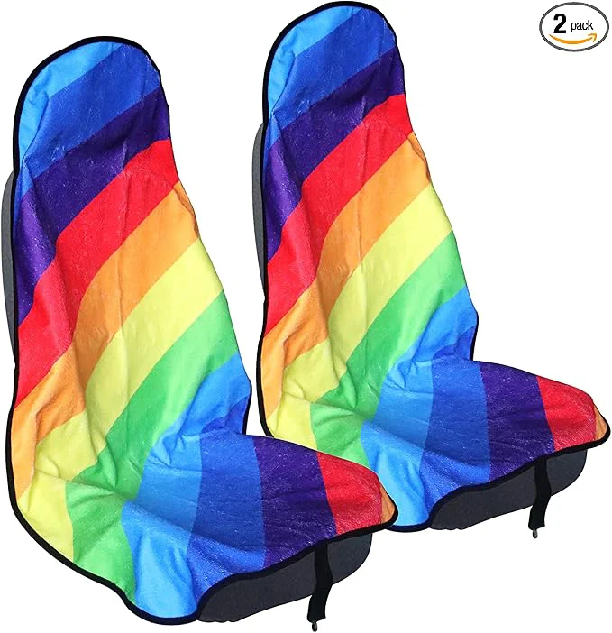 Versatile Car Seat Cover Protector Front Seats for Gym Workout Running Swimming Beach and Hiking Waterproof Sweat Towel Bucket Seat Covers for Cars SUV Trucks Rainbow 2Pcs About ThisOverview Luxury