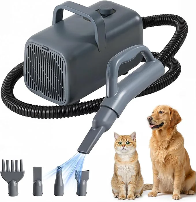 Proven Dog Hair Dryer Grooming Heat 1550W High Velocity Pet Blow Dryer Speed Temperature Adjustable Dog Blower Grooming Dryer with 4 NozzlesAbout ThisOverview Sustainable