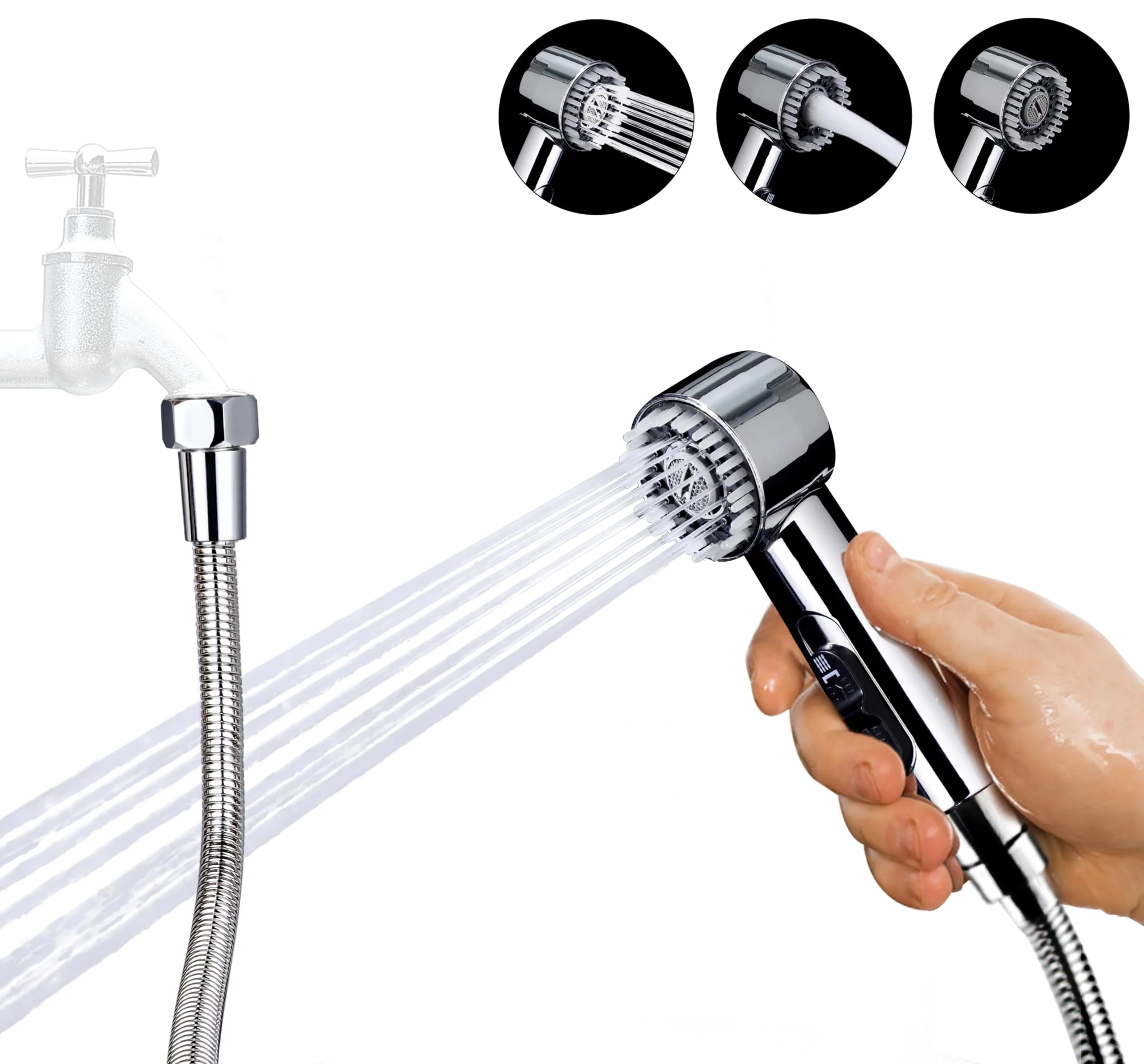 Superior V-Frankness 3-Mode Dog Shower Attachment High-Pressure Handheld Sprayer with 100-inch Hose Classic