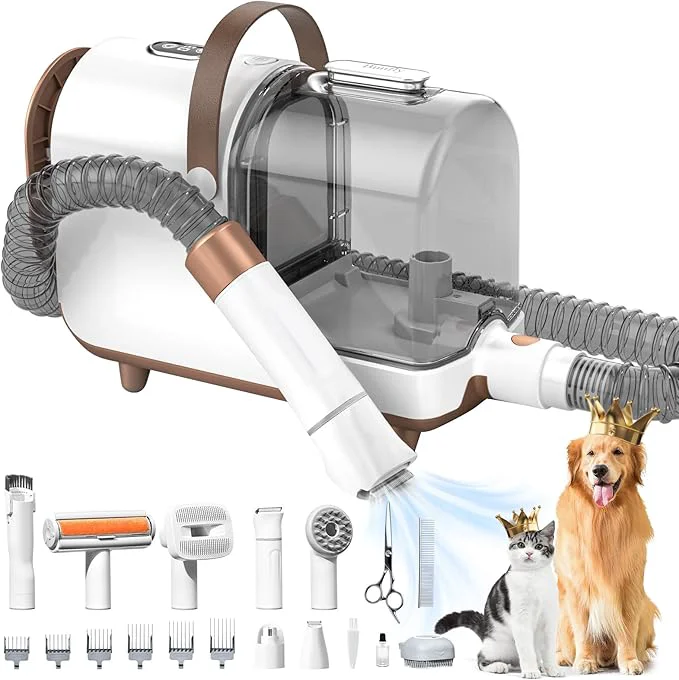 Relaxed Bunfly Dog Grooming Kit Dog Hair Vacuum 3L Large Capacity Dust Cup 13 000KPa Powerful Suction 99 Pet Hair Removal 16 Grooming Tools for Dogs Cats More Home Cleaning - Brown Specialty