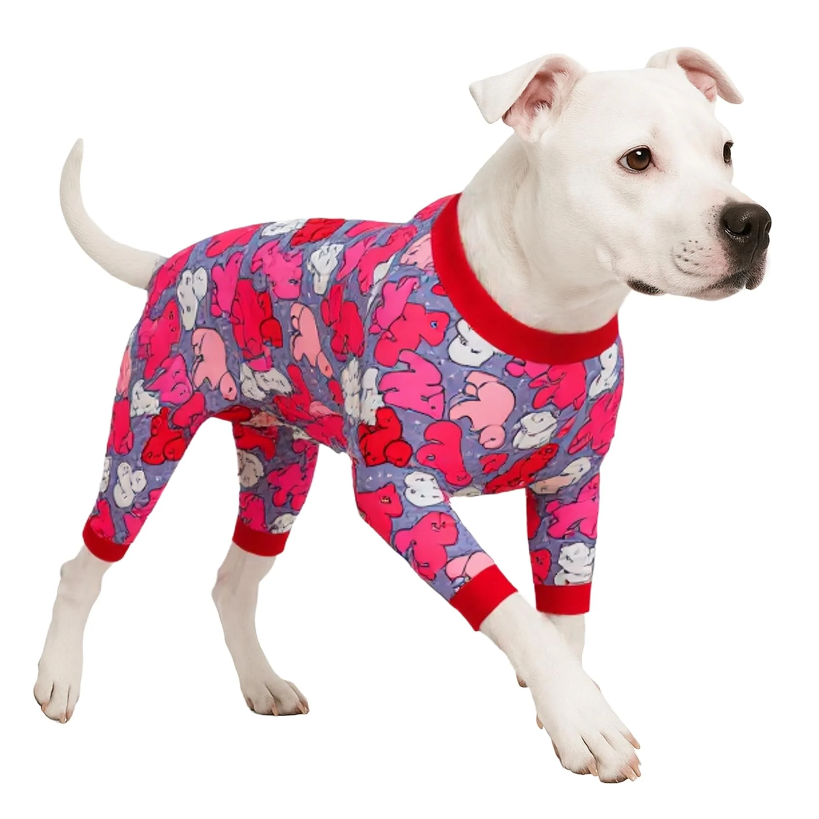 Durable LovinPet Dog Pijama for Large Dogs Anxiety Relief Recovery Pajamas Polar Fleece Bear Pink Print Red 3XL Carefully Designed