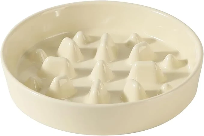 Solid Ceramic 1.6 Cup Dog Bowl Slow Feeder 8.2 inch Slow Pet Food Dish for Medium and Large Dog Stop Bloat Preventing Choking Single Bowl Light Yellow About ThisOverview Fine Crafted