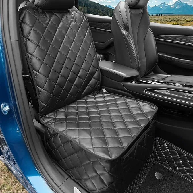 Artisan Car Seat Covers for Dogs–Waterproof PU Leather Car Front Seat Cover for Pets Humans Scratchproof Captain Seat Protector Fits Most Cars Trucks SU，Minivans Black About ThisOverview Eco-Friendly
