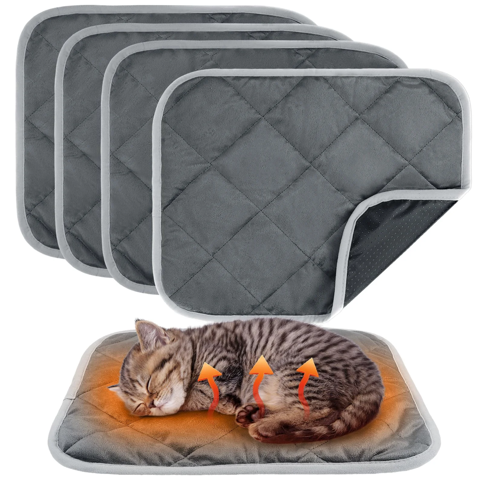 Carefully Designed MEWTOGO 4 Pcs Self-Warming Cat Bed Mat – 15.7 x 19.7 in Soft Non-Slip Washable Selected