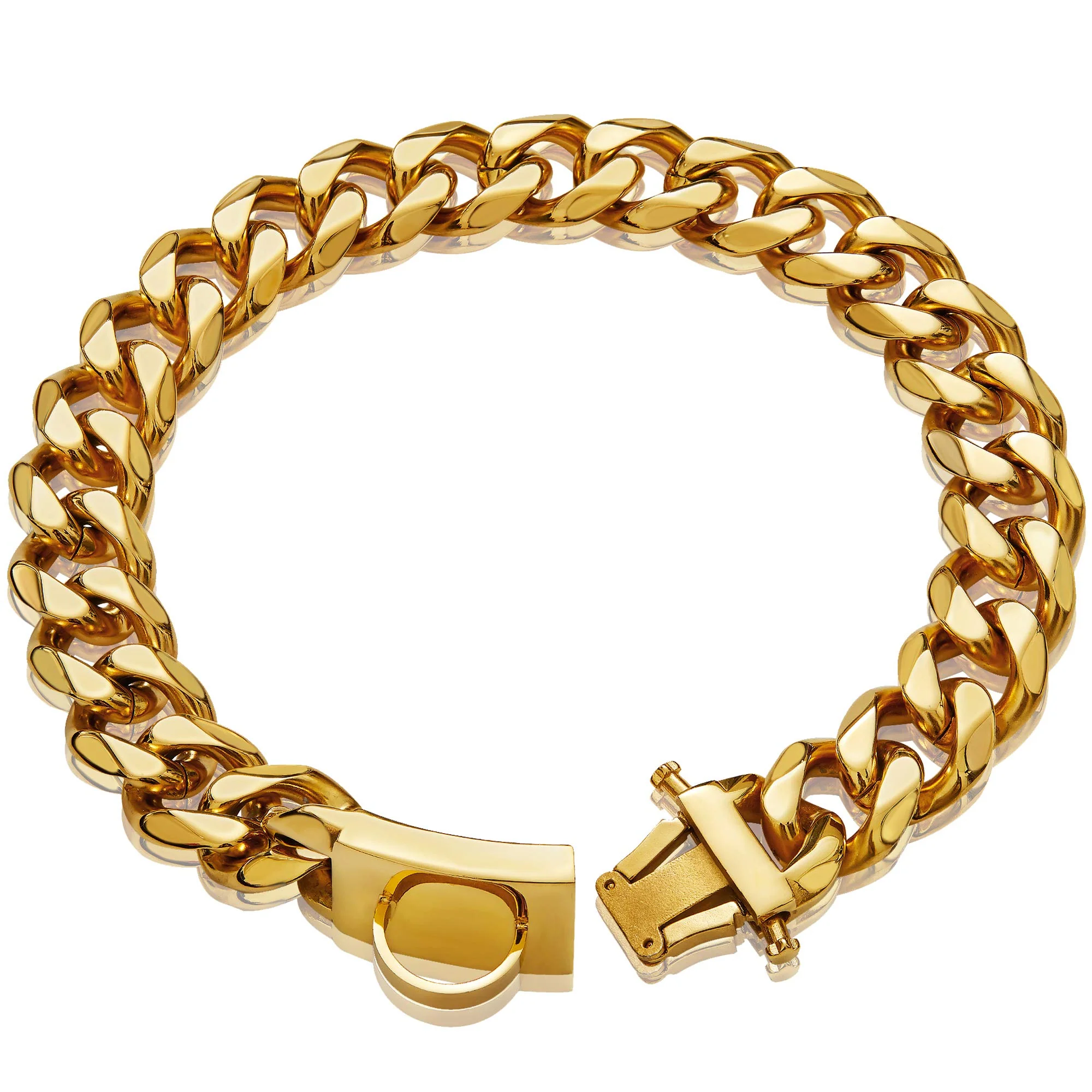 Premium W W Lifetime Gold Dog Chain Collar – 18K Gold Plated 316L Stainless Steel 19MM Wide Heavy-Duty Cuban Link for Medium Dogs 14–26 Trusted