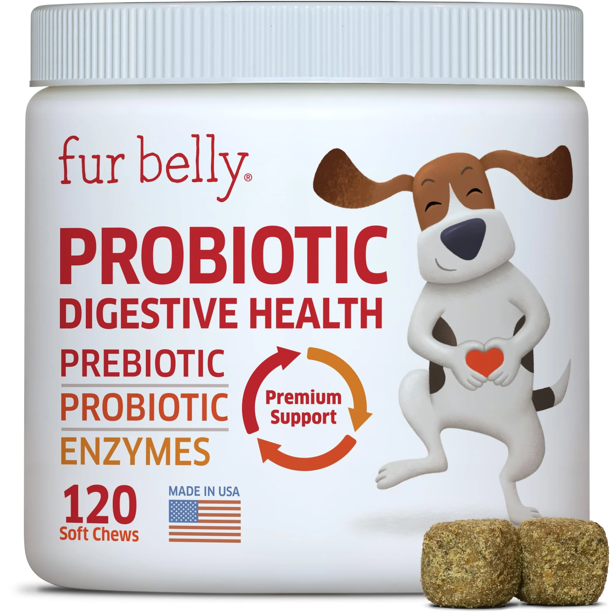 Fine Fur Belly Probiotics for Dogs – Digestive Support Hot Spot Remedy Chews 120 Count Classic