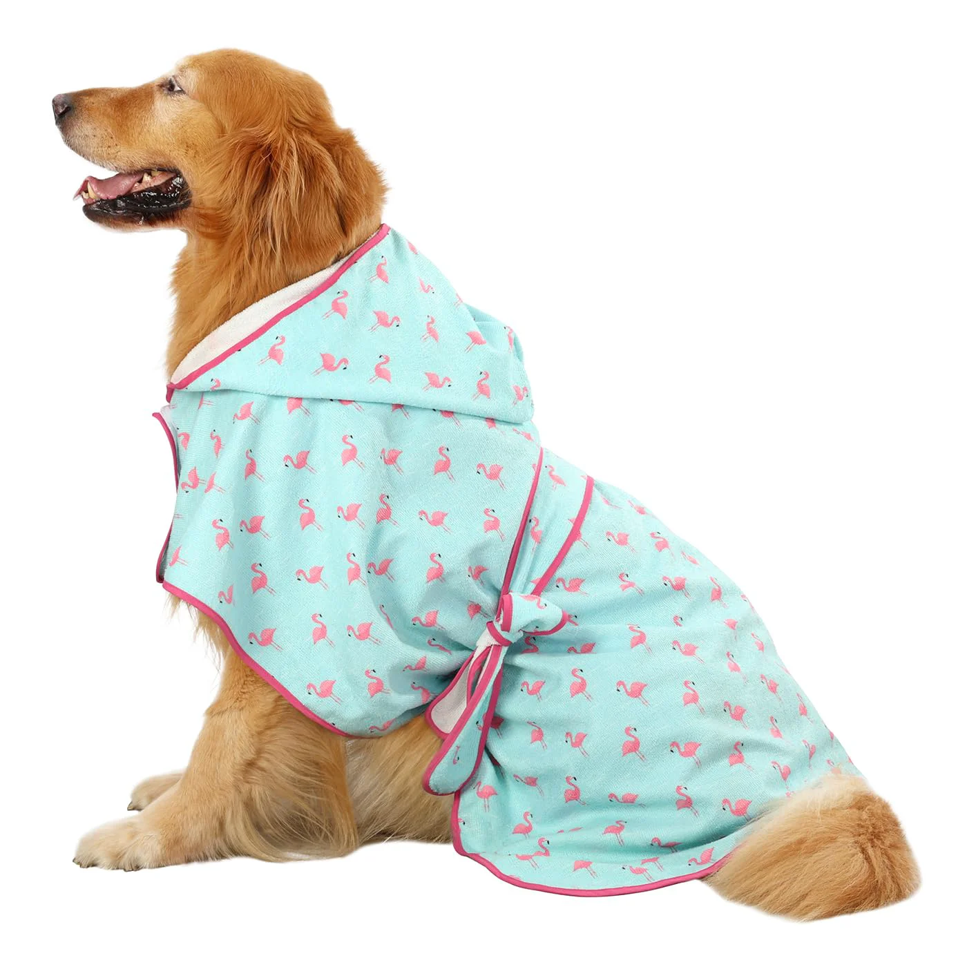 Trusted HDE Flamingos XL Dog Bathrobe – Ultra-Absorbent Quick-Dry Hooded Towel Sizes S-XXL Original Design