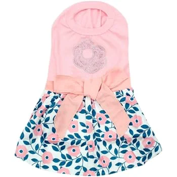 Elite Parisian Pet Cherry Blossoms Summer Dress - 3XL Stretch Neckline Washable Genuine