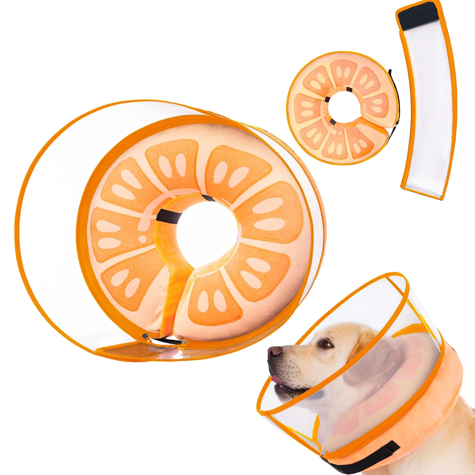 Breathable Mariyago Inflatable Dog Cone Collar X-Large – Adjustable Recovery Shield in Orange Specialty