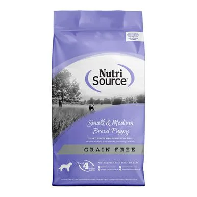 Professional NutriSource Grain Dry Puppy Food for Small Medium Breeds — Turkey Whitefish Menhaden Fish Meal 4 lb Modern
