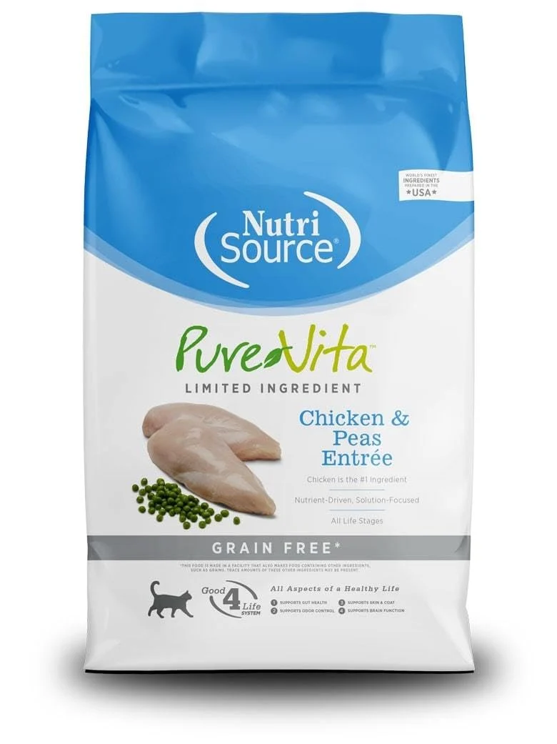 Authentic PureVita Grain Chicken Peas Entree Dry Cat Food 4 Pounds Lightweight