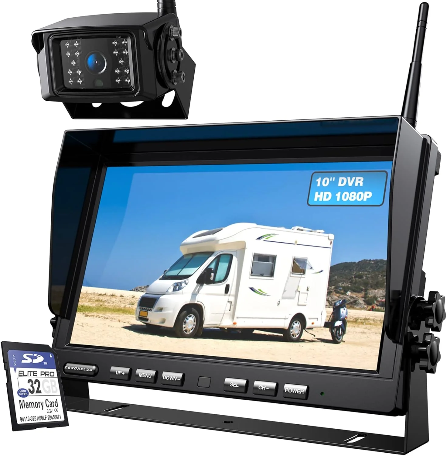 Powerful 1080P Wireless Backup Camera System for RV Trailer Truck Camper 10 Inch DVR Monitor w Recording IR Night Vision Digital Wireless Rear View Camera Adapter for Furrion Pre-Wired R BW101SL Reusable