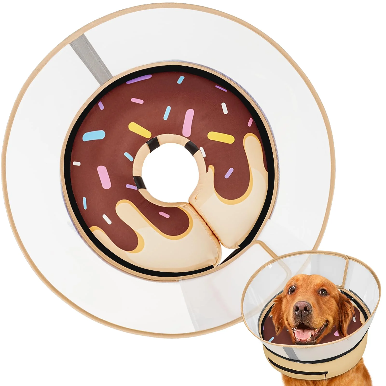 Versatile Supet Raised Inflatable Dog Cone - Adjustable Donut Collar with Shield XL DonutBrown Innovative