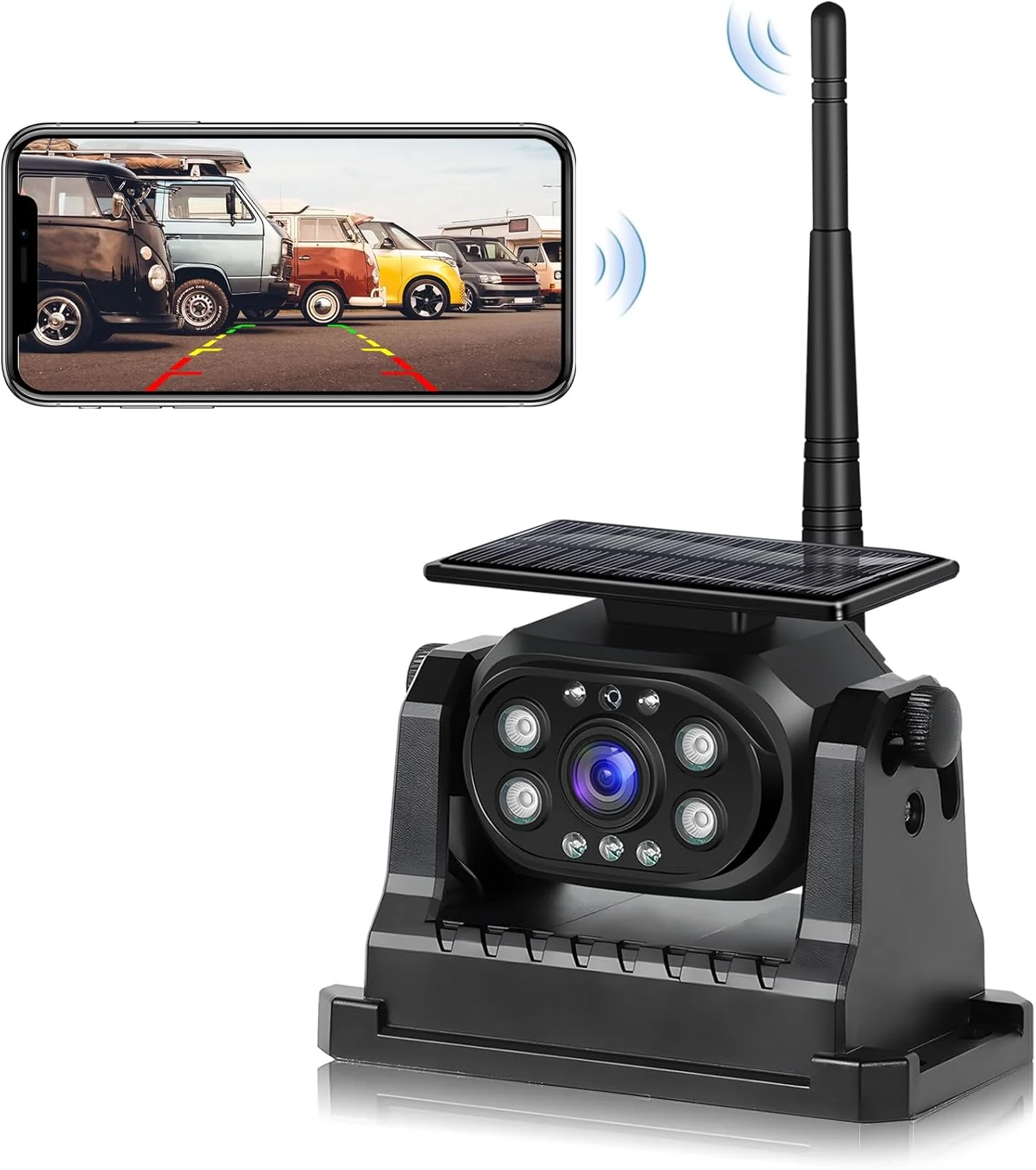Verified Hikity Wireless Backup Camera Solar Magnetic WiFi HD 1080P Rechargeable Rear View Camera for Truck Trailer RV Camper IP68 Waterproof Reverse Camera Clear Nigh Version Wide Angle Comfortable