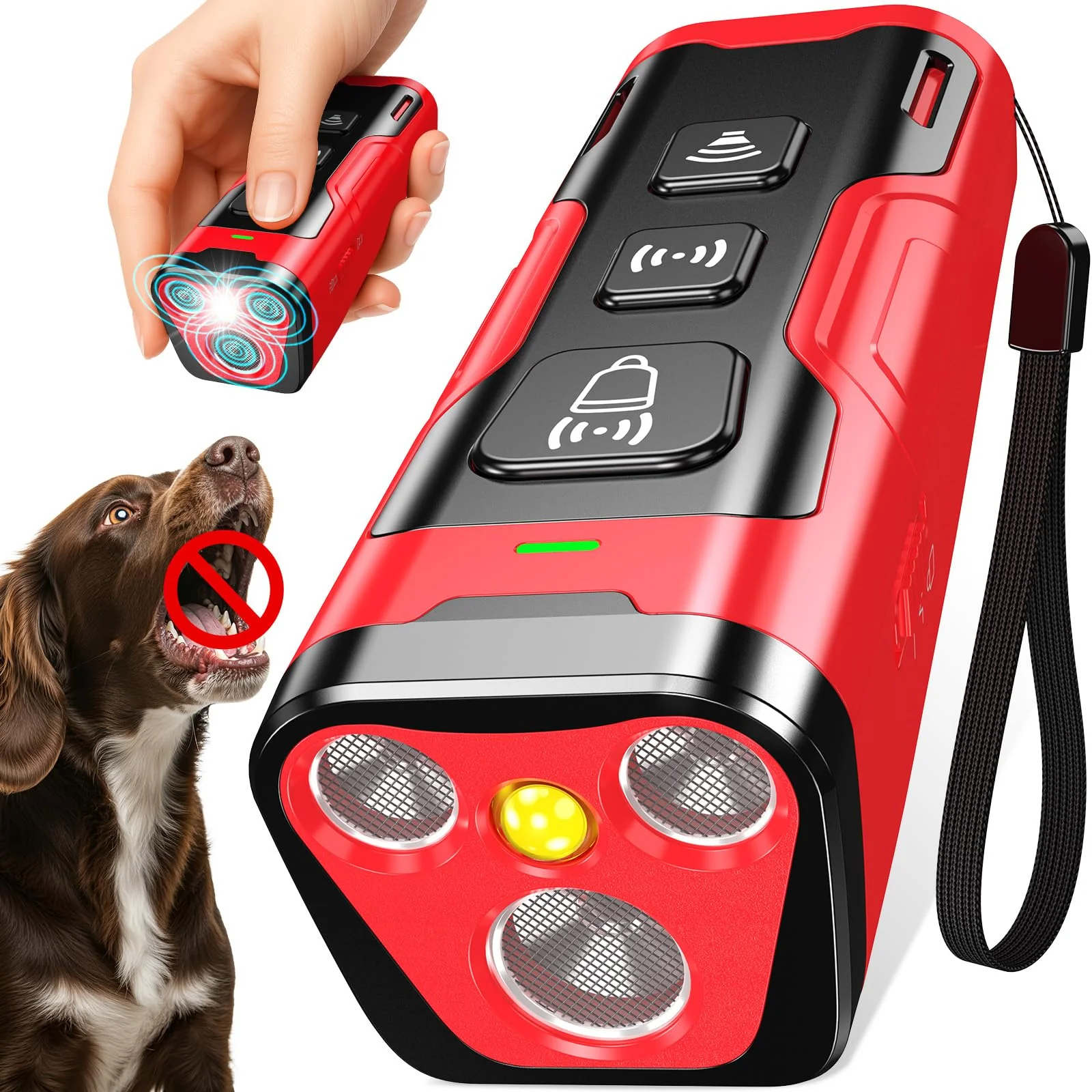 Excellent YUYQA Dog Bark Deterrent Device 3x Ultrasonic Emitters 6 Training Modes 23 Ft Range Advanced