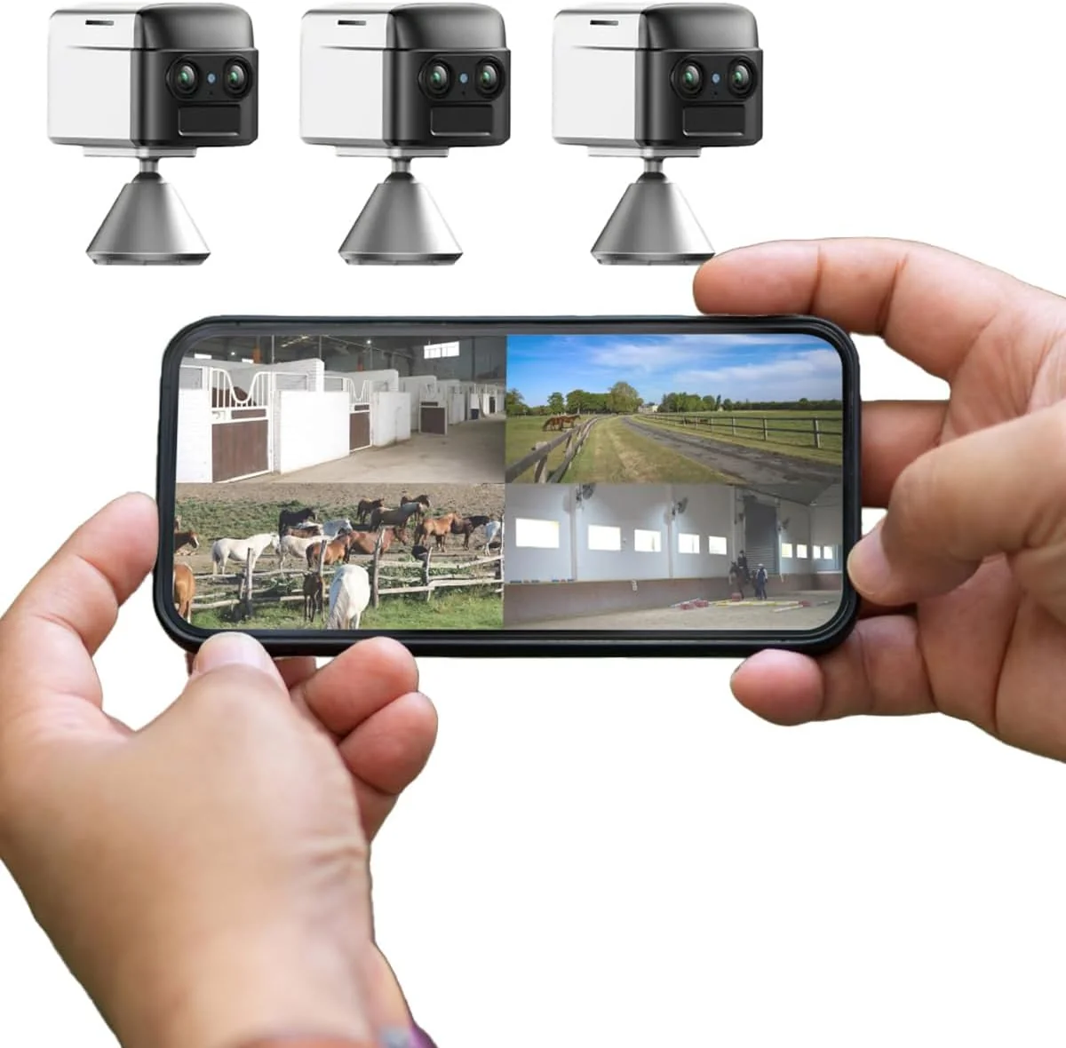 Optimized NomadEye Wireless Horse Trailer Camera – 4K Live Video 2-Way Audio – WiFi Connect – Magnetic Mount – 15Hrs Recording – Night Vision – iOS Android App 3 Pack Green