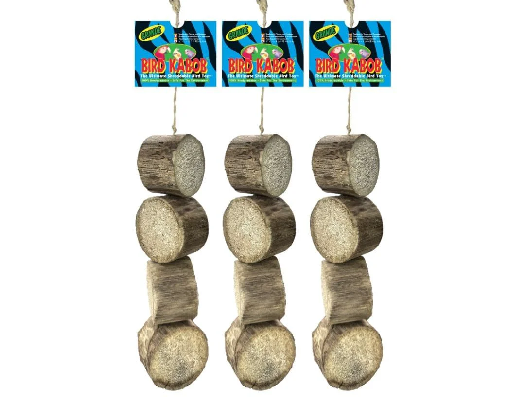 Advanced Bird Kabob Grande - 3 Pack Natural Yucca Wood Bird Toy for Enrichment Soft