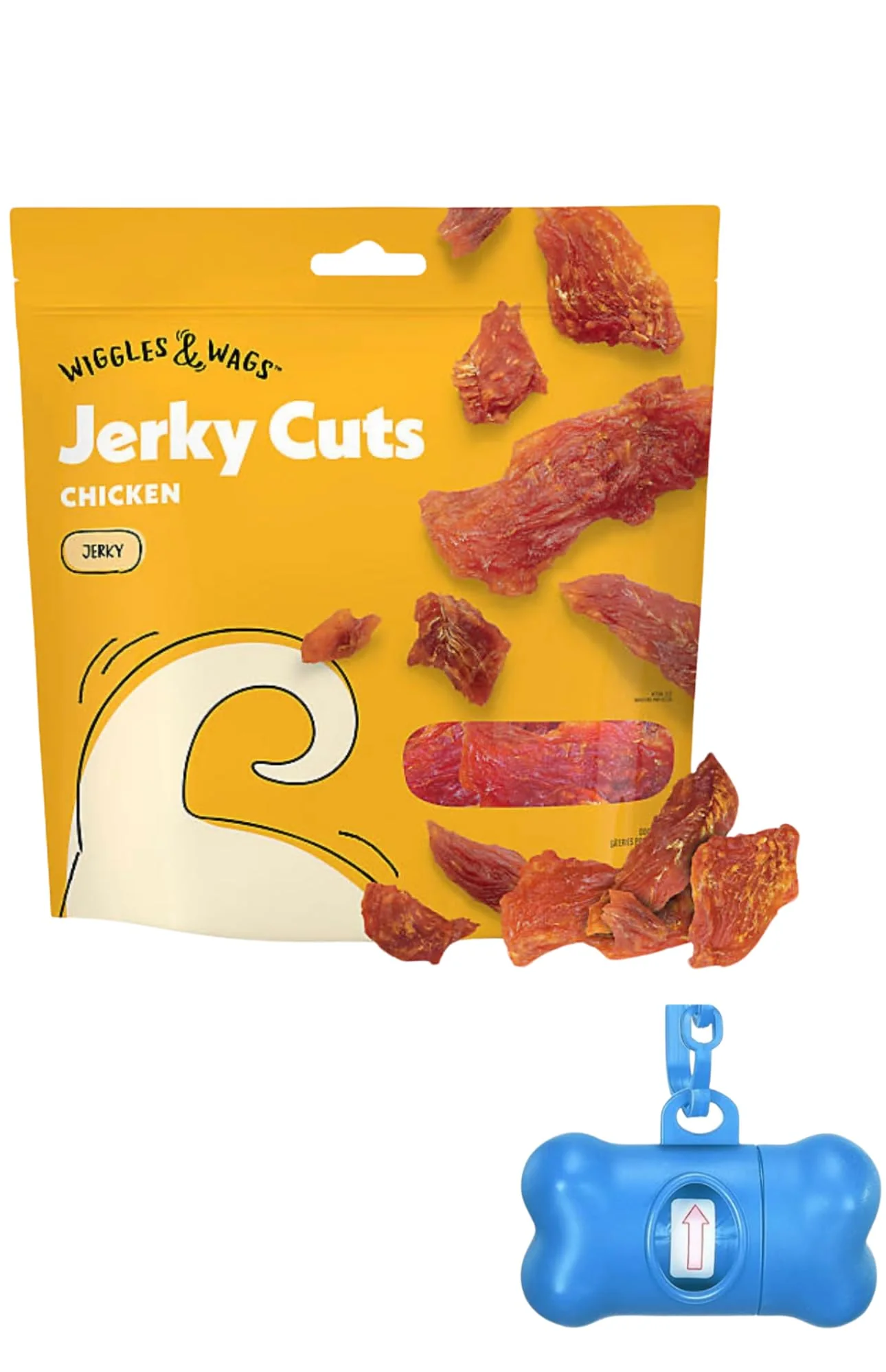 Recyclable Wiggles Wags Chicken Jerky Cuts Dog Treats – 16 oz Bag DN Essentials Bone-Shaped Dispenser Carefully Designed