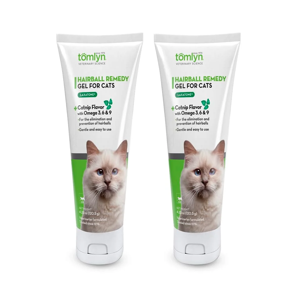 Exclusive TOMLYN Laxatone Catnip Flavored Hairball Gel – 2 Pack 4.25oz each Breathable