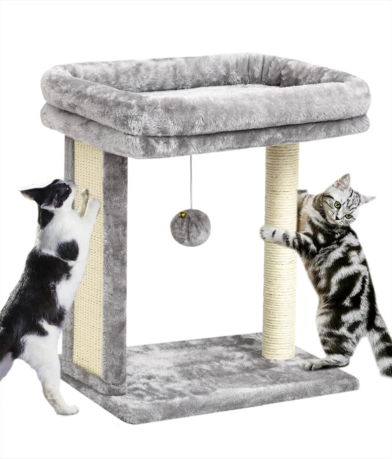 Classic SYANDLVY Cat Tree with Scratching Post – Compact Indoor Cat Furniture Grey Sophisticated