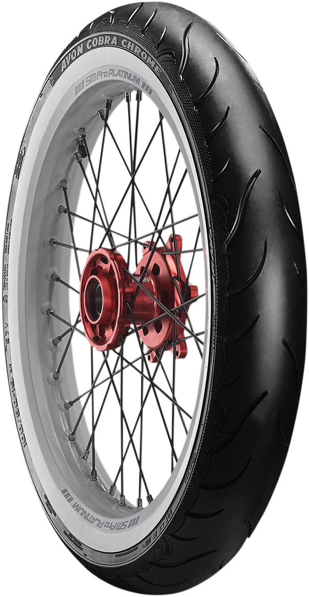 Classic AVON Tire - Cobra Chrome AV91 - Front - 120 70-21 - Wide Whitewall - 68V 638157 World-Class