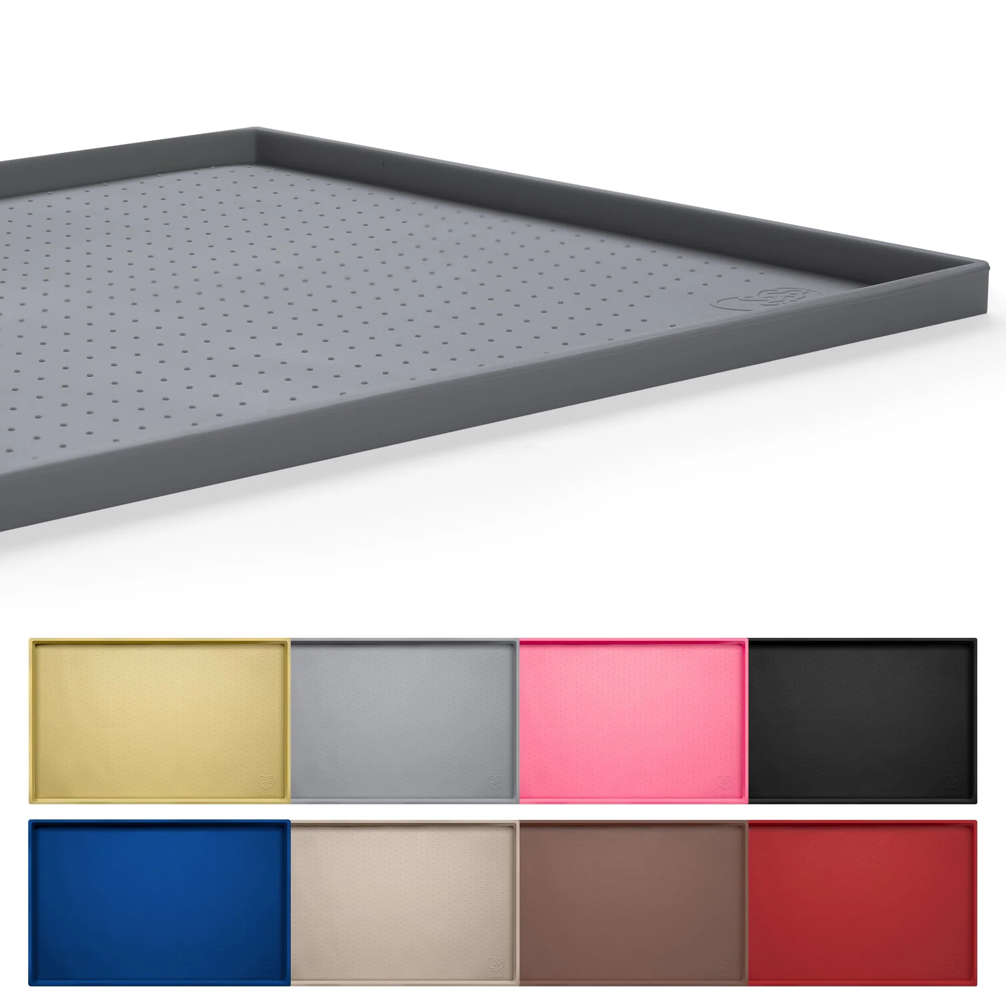 Trusted Hubulk Dog Feeding Mat 28x18 in Waterproof Silicone Non-Slip Grey Smart