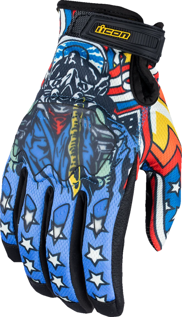 Easy-to-Use ICON Hooligan™ CE Flyboy Gloves - Blue - Large 3301-4711 Exceptional