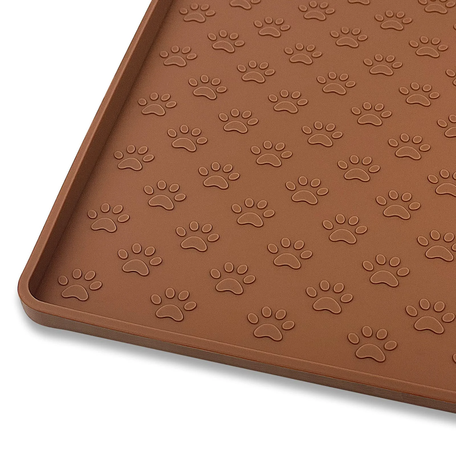 Traditional Ptlom Pet Placemat for Dog Cat — Waterproof Silicone Non-Slip Feeding Mat 31.5 x 23.6 in Brown Authentic