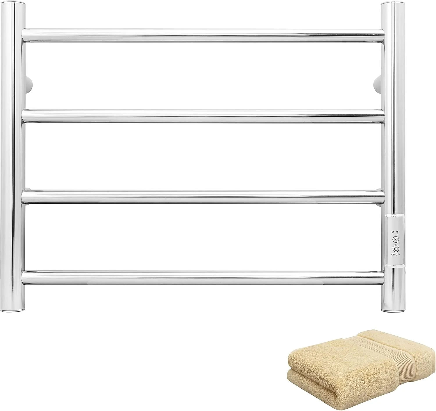 Responsible KEG Towel Warmer Wall Mounted with Built-in Timer 4 Bars Electric Stainless Steel Heated Towel Racks for Bathroom Hot Plug-in Bath Towel Heater Polish Chrome Powerful