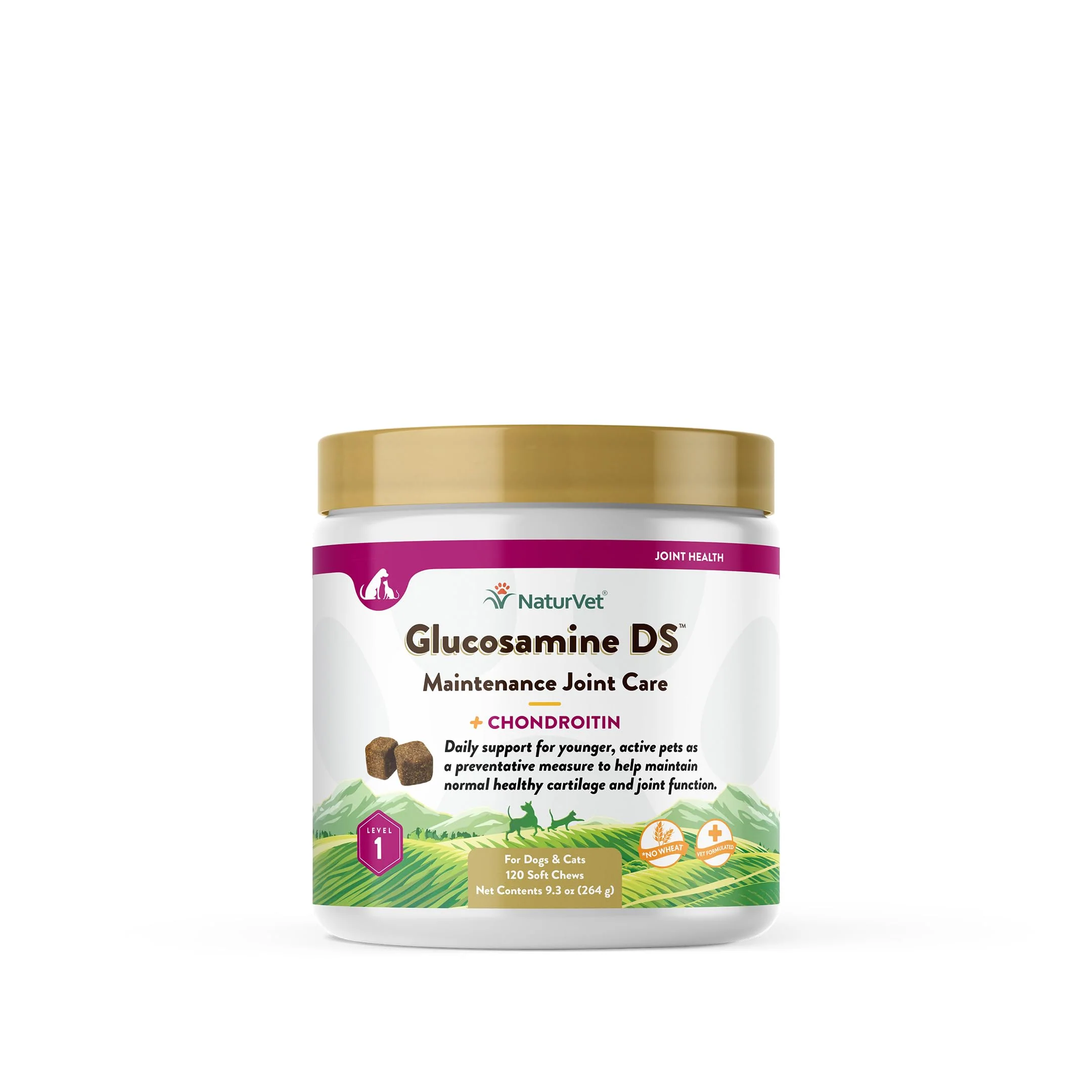 First-Class NaturVet Glucosamine DS Level 1 Maintenance – Joint Care Soft Chews for Dogs Cats Made in USA Fine