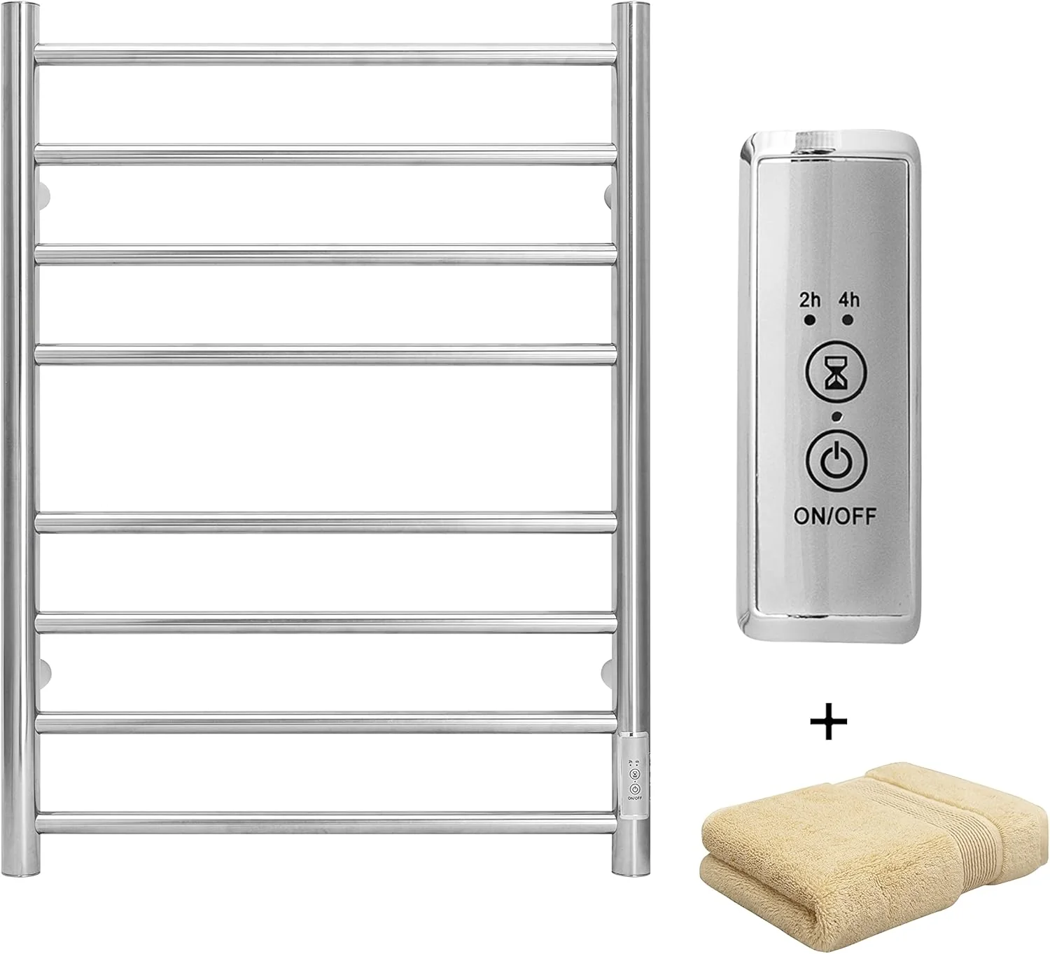 Unique KEG Towel Warmer Wall Mounted with Built-in Timer 8 Bars Electric Stainless Steel Heated Towel Racks for Bathroom Hot TW-8-PC Towel Warmer 8 bars polish chrome Superior