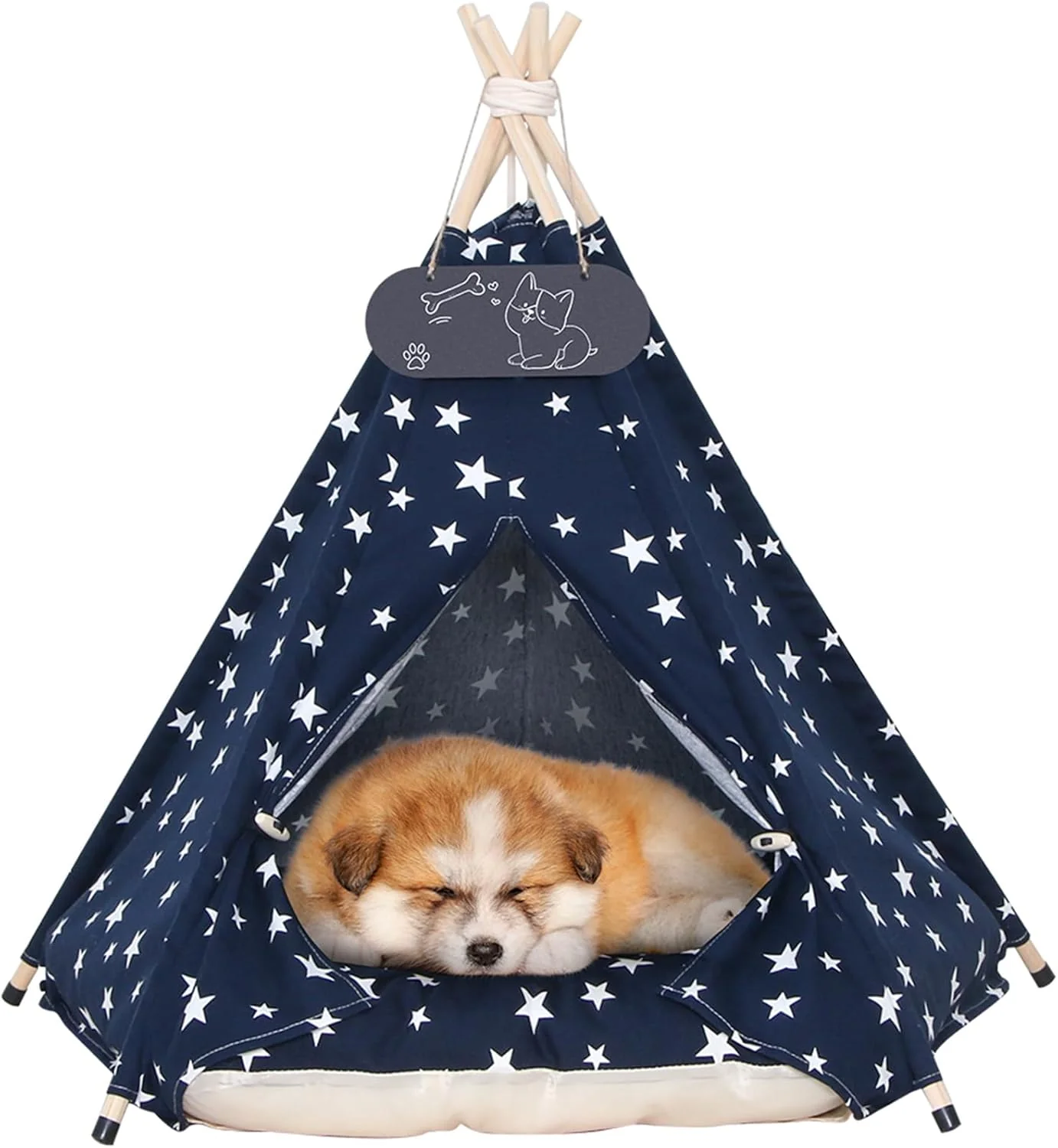 Versatile Pet Teepee Tent for Dogs Cats Dog Bed with Thick Cushion Puppies Play House Removable and Washable High-Performance