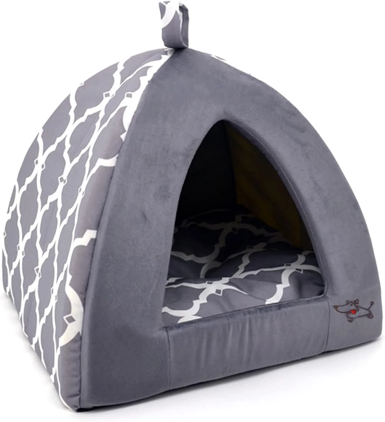Clean Pet Tent - Soft Bed for Dog and Cat by Pet Supplies - Gray Lattice 19 x 19 x H 19 Efficient