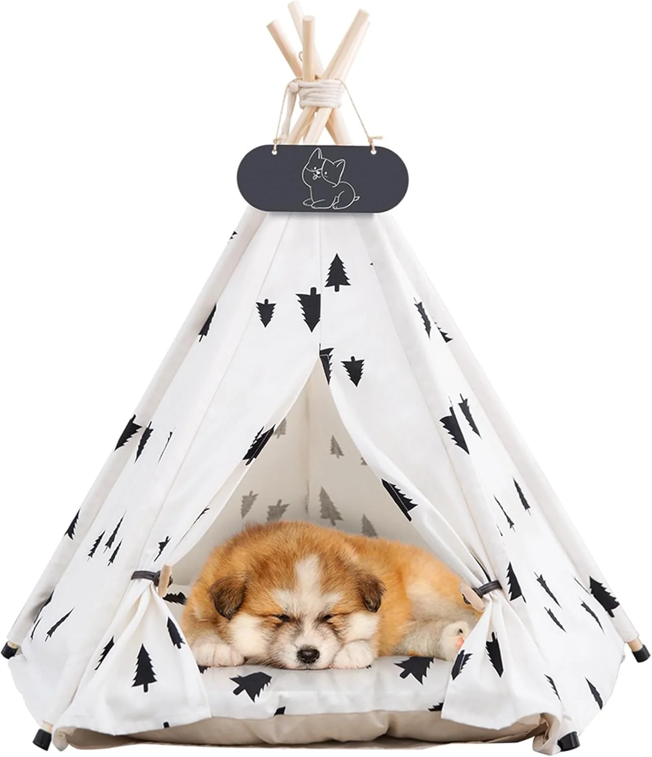 Carefully Designed Pet Teepee Tent for Dogs Cats Dog Bed with Thick Cushion Puppies Play House Removable and Washable Safe