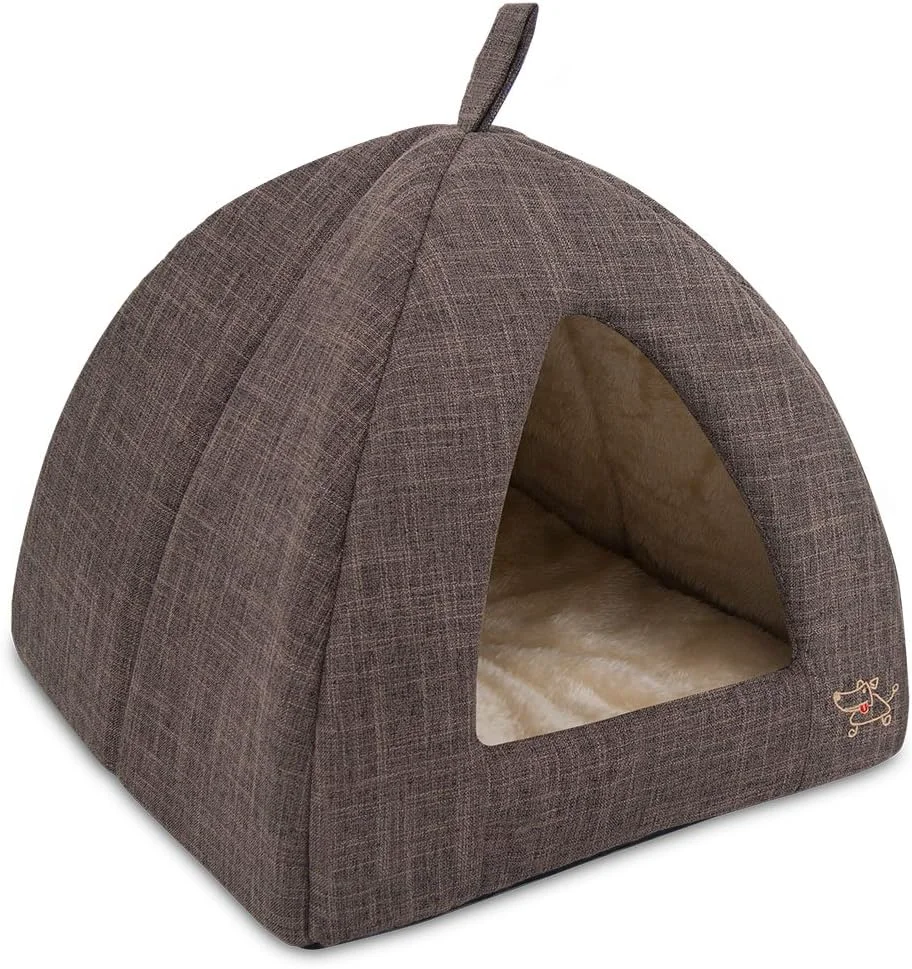 User-Friendly Pet Tent-Soft Bed for Dog and Cat by Pet Supplies - Brown Linen 19 x 19 x H 19 High-Performance