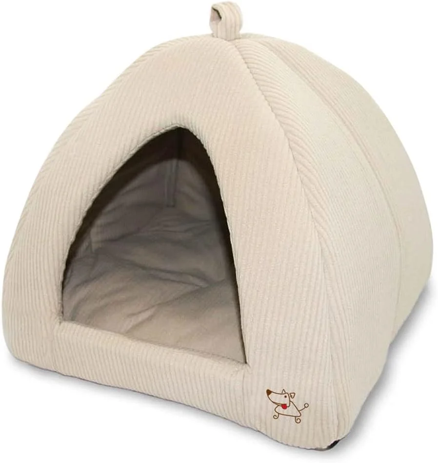 High-Grade Pet Tent-Soft Bed for Dog and Cat by Pet Supplies - Beige Corduroy 19 x 19 x H 19 Fashionable
