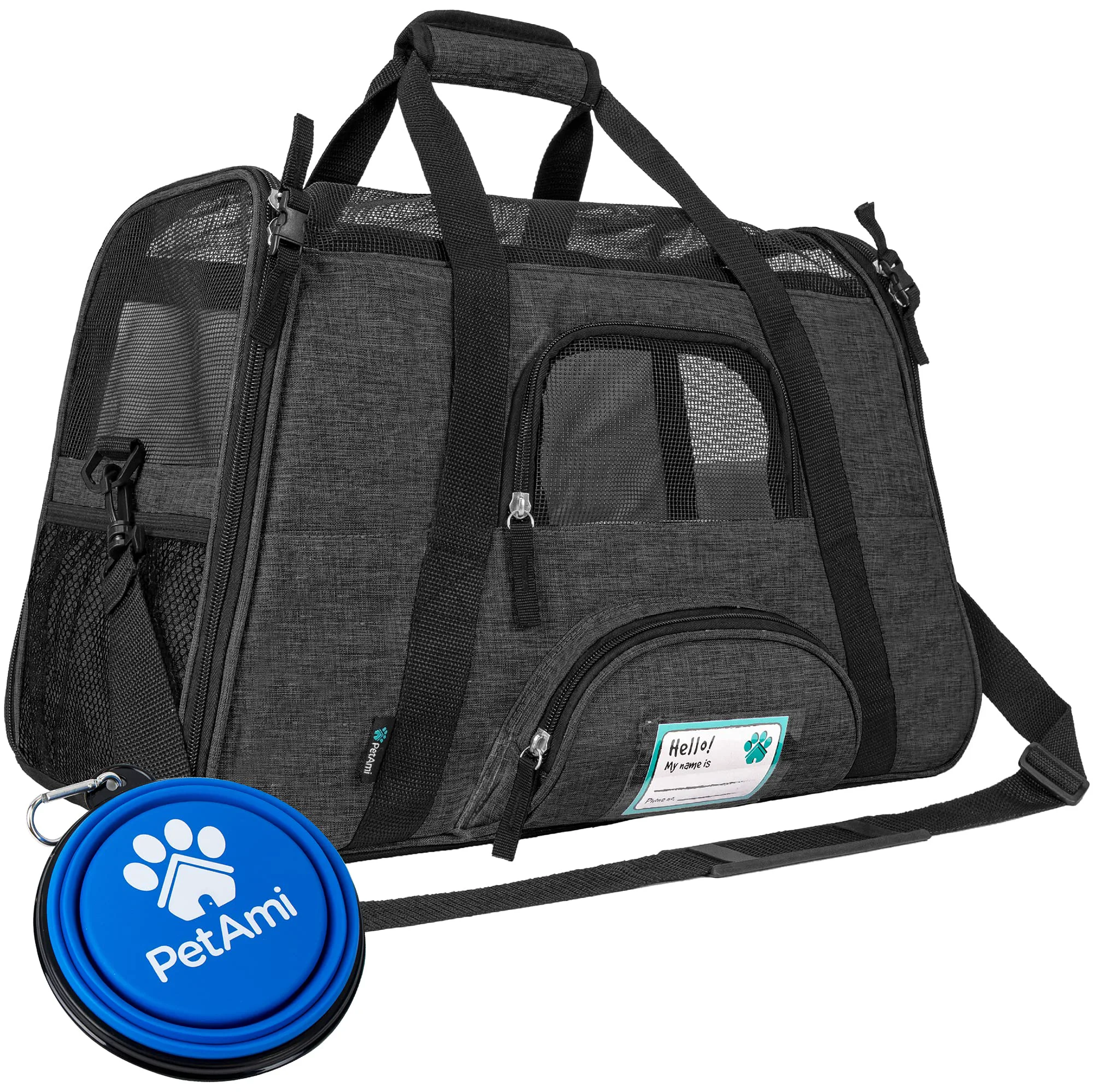 Classic PetAmi Airline Pet Carrier for Cats Small Dogs Soft Sided Travel Carrier in Heather Gray Environmentally Friendly