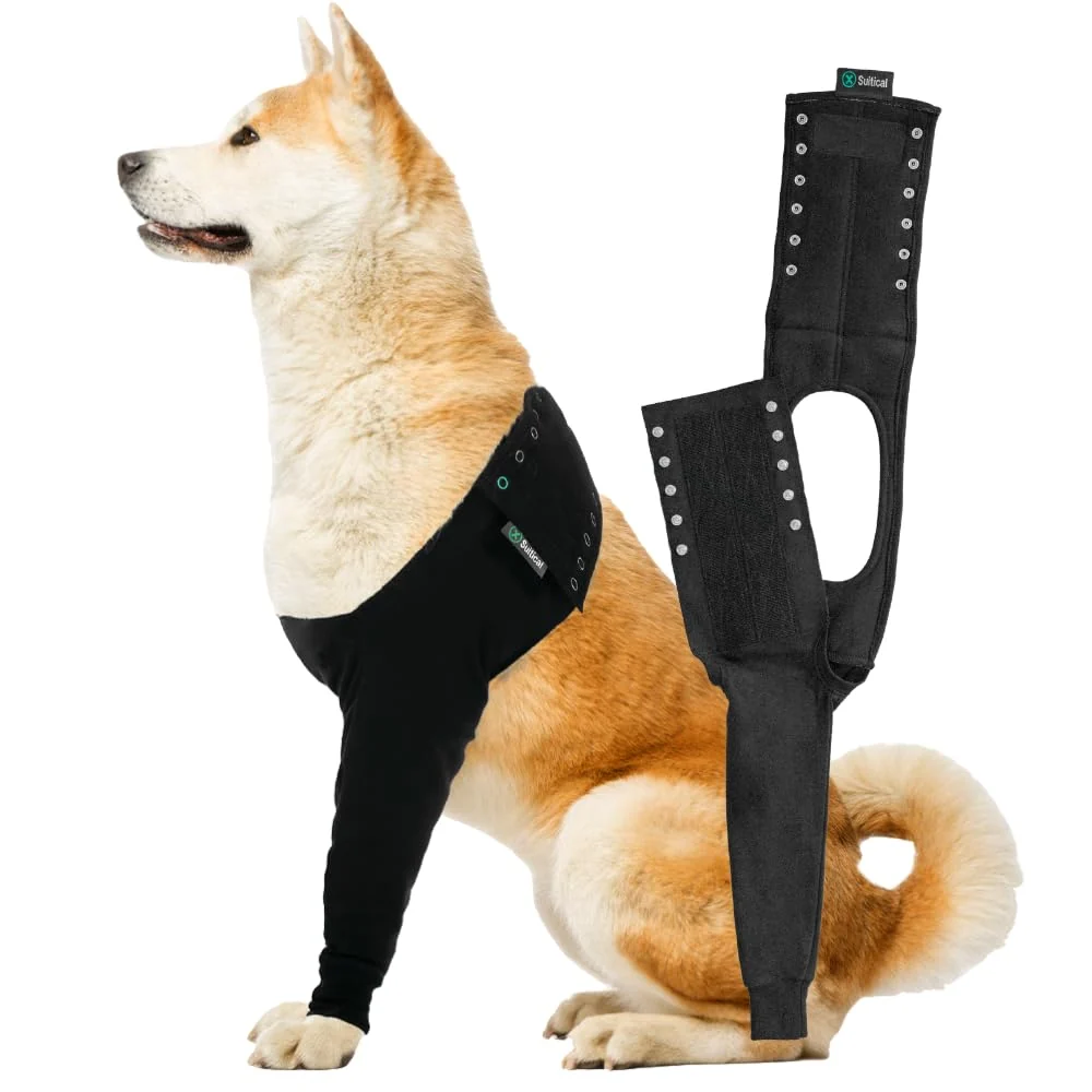 Premium Material Suitical Recovery Sleeve for Dogs — Interchangeable Front Leg Protection for Post-Surgery Hot Spots and Skin Issues Breathable Machine Washable Size L Chest 25.2–33.1 in Secure