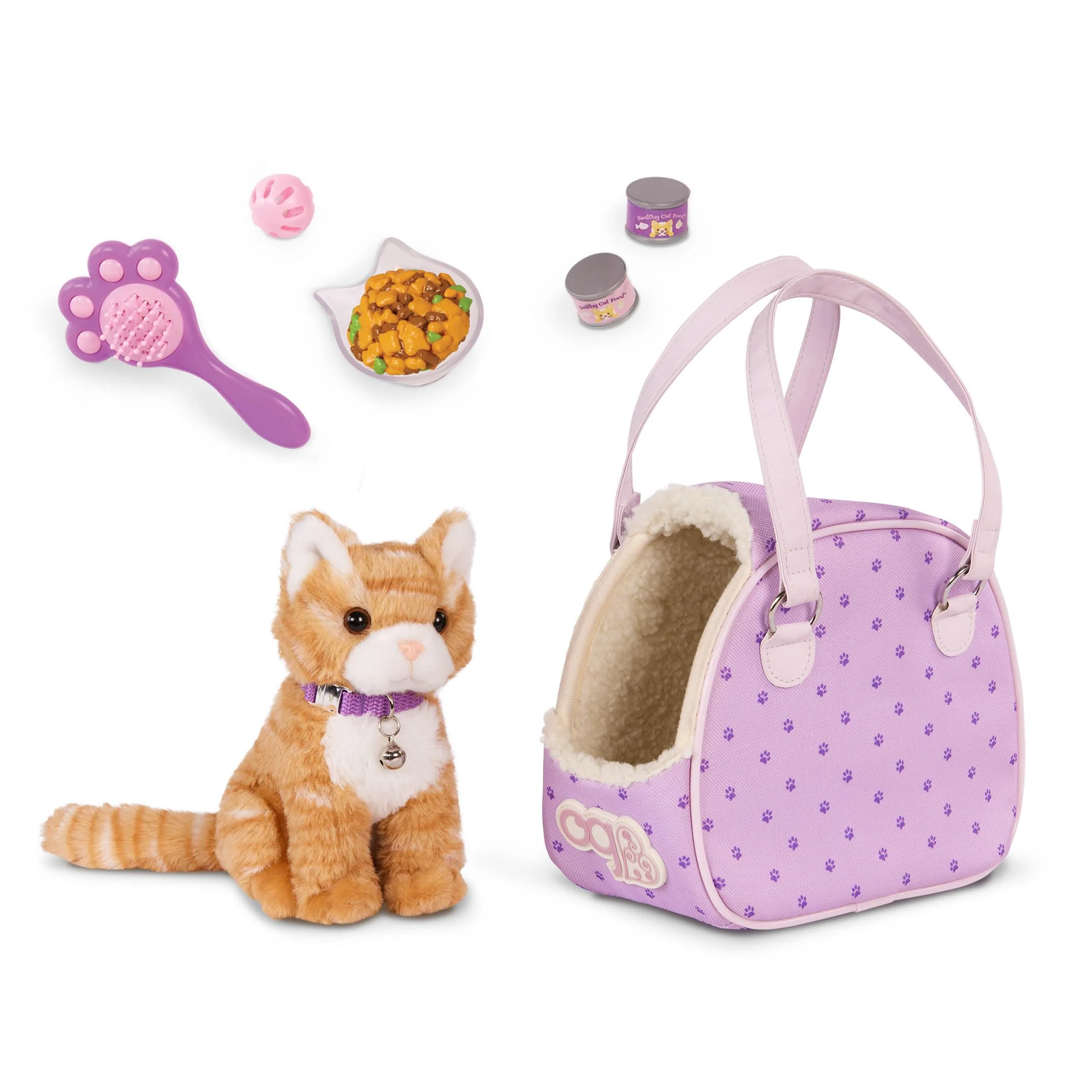 Pure Our Generation Pet Carry Bag Care Toy — Plush Tabby Cat 18-Inch Doll Accessory Official