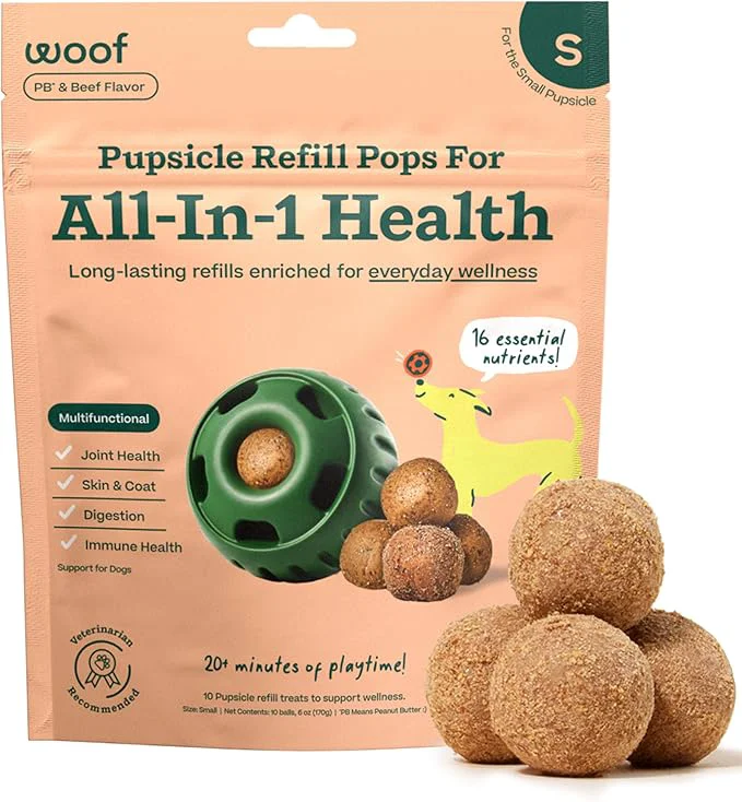 Responsible WOOF Pupsicle Refill Pops for All-in-1 Health - Long-Lasting Multivitamin Refills for The Pupsicle Toy - with Vitamins A B D Iron Magnesium and Fiber - Small Pops - 10 CountAbout This Advanced