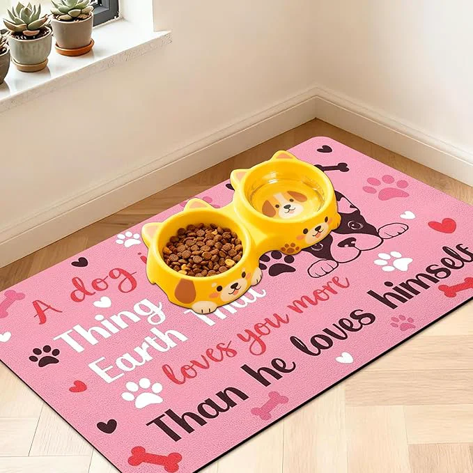 Casual Pet Feeding Mat for Floors Waterproof Dog Mat for Food and Water Absorbent High-Performance