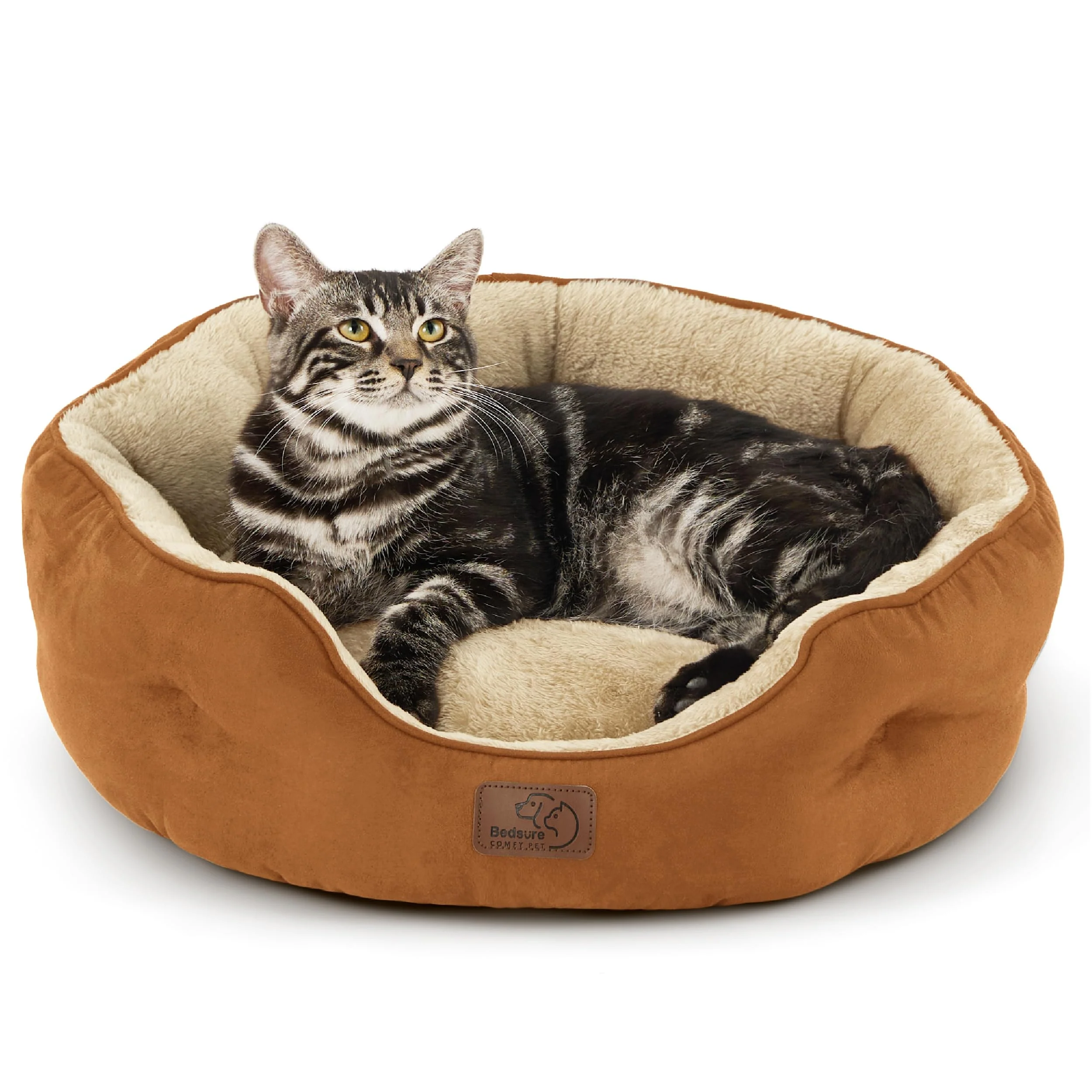 Healthy Bedsure 20-Inch Terracotta Round Dog Bed for Small Dogs Cats — Washable Slip-Resistant Dependable